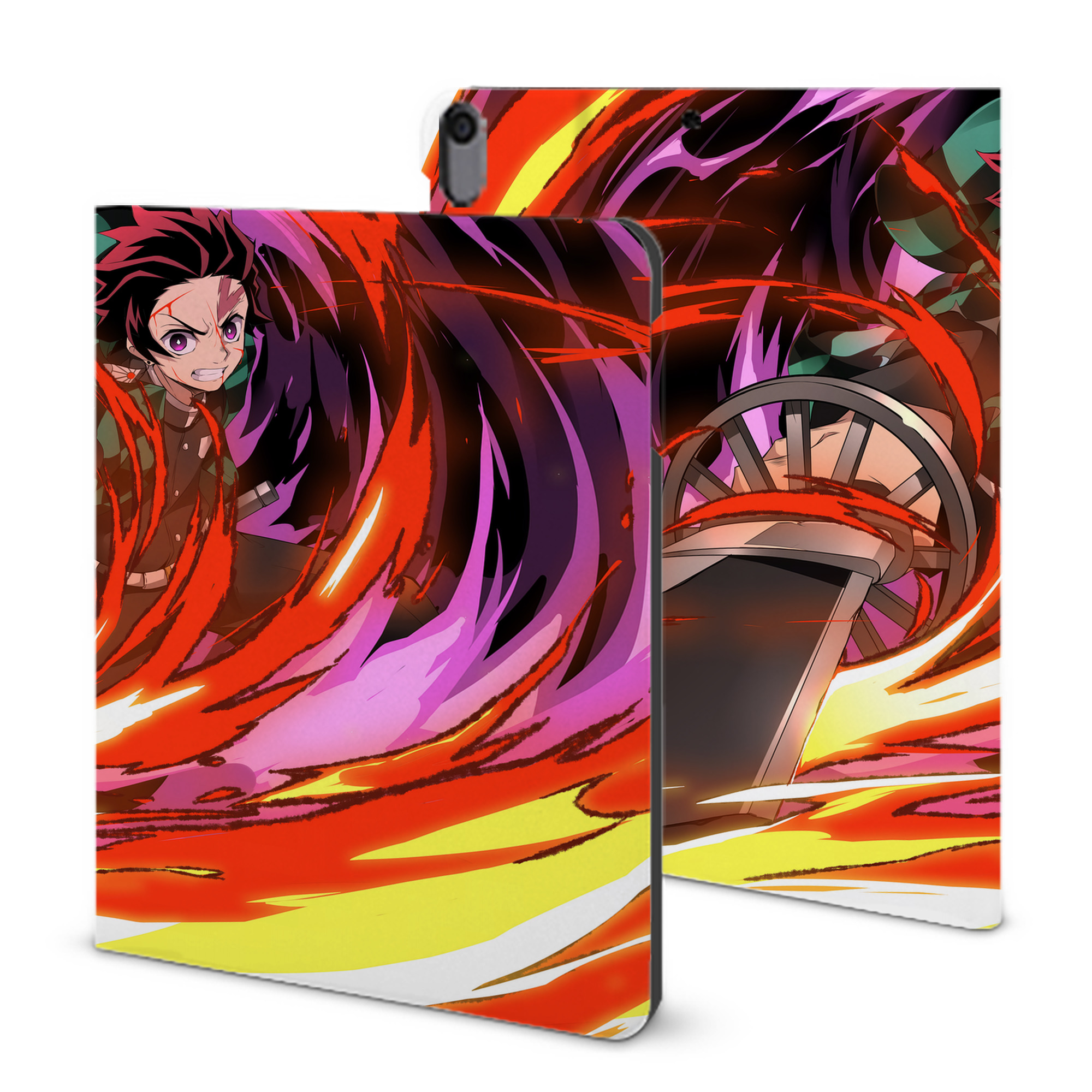 （画像用） 鬼滅の刃（きめつのやいば）竈門 炭治郎／かまど たんじろう Kamado Tanjirou IPad ケース ブック型 PUレザー TPU 耐衝撃 軽量 薄型 ペン収納なし 全面保護 IPad 各モデル対応